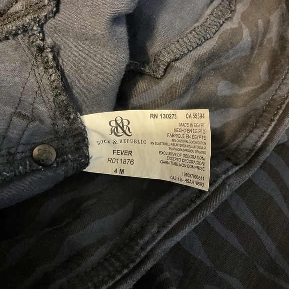 Rock and Republic Denim RX blue and black animal print slimming size4 - Picture 7 of 8